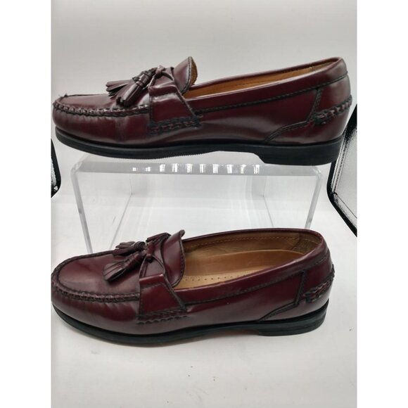 Johnston & Murphy Tassel Loafers Burgundy/Brown Leather Mens 9.5 M Made In Mexic - Picture 7 of 9